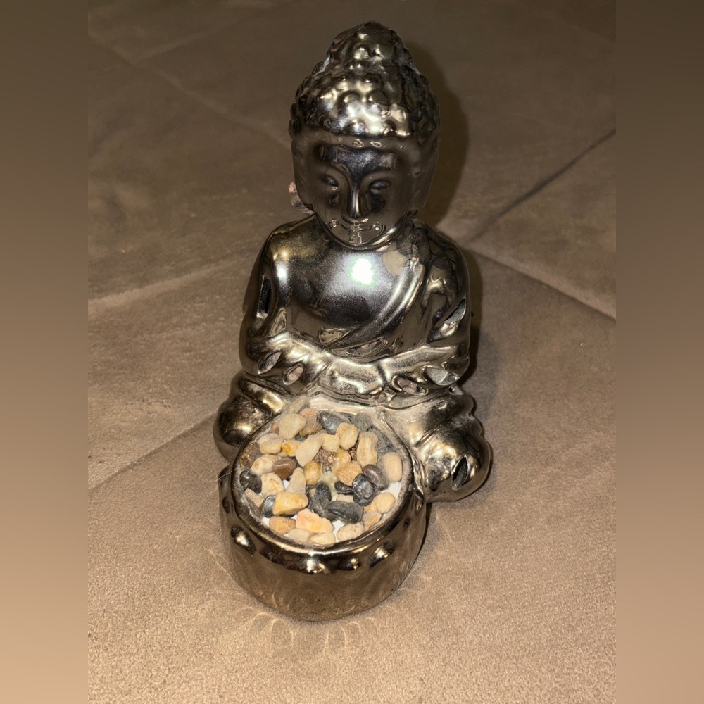 Retro Ceramic Chrome Buddha Sculpture Figure